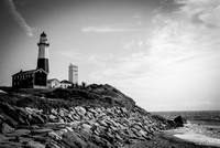 Montauk Lighthouse from Turtle Cove B&W