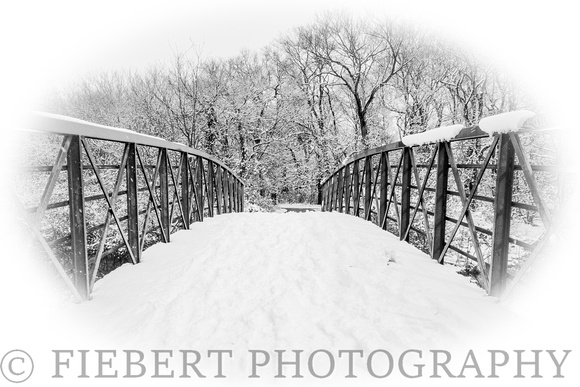 Massapequa, Foot Bridge in Winter B&W